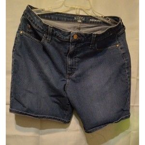 Riders By Lee Jean Shorts Womens Size 14 Bermuda Mid Rise Dark Wash Denim